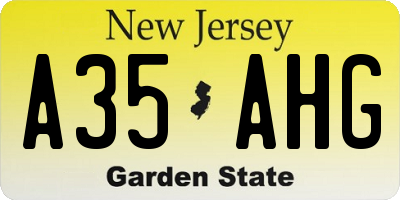 NJ license plate A35AHG