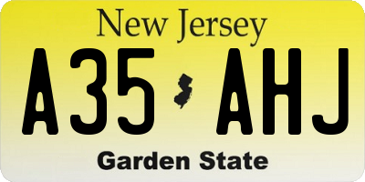 NJ license plate A35AHJ