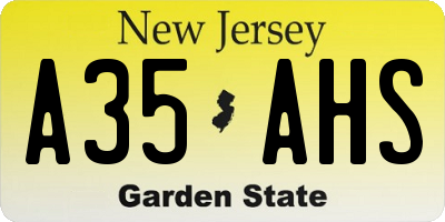 NJ license plate A35AHS