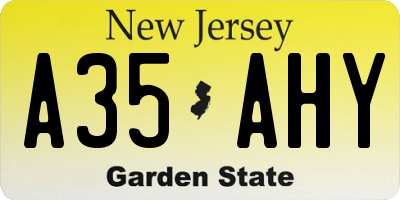 NJ license plate A35AHY