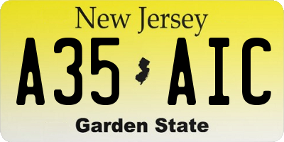 NJ license plate A35AIC