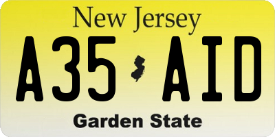 NJ license plate A35AID