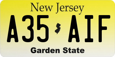 NJ license plate A35AIF