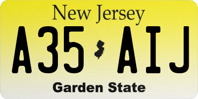 NJ license plate A35AIJ