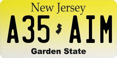 NJ license plate A35AIM