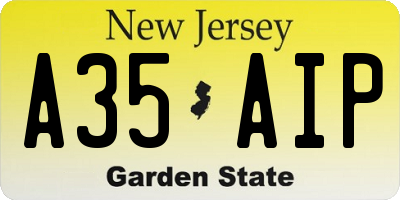 NJ license plate A35AIP