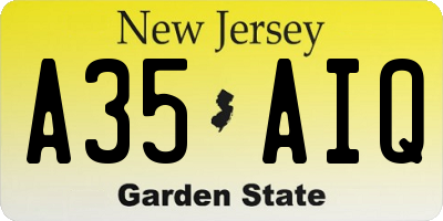 NJ license plate A35AIQ