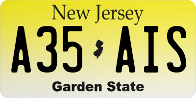 NJ license plate A35AIS
