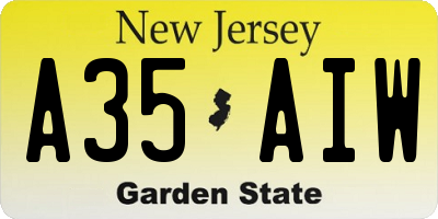 NJ license plate A35AIW