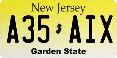 NJ license plate A35AIX