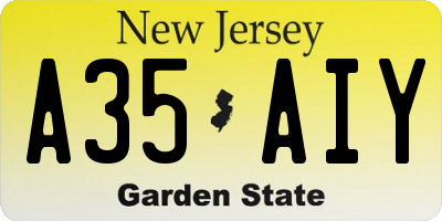 NJ license plate A35AIY