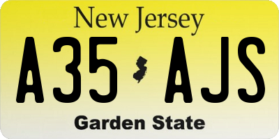 NJ license plate A35AJS