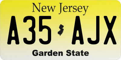 NJ license plate A35AJX