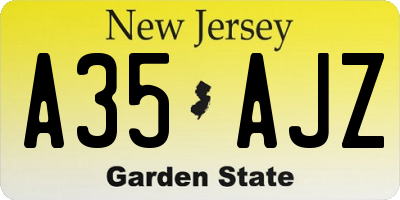 NJ license plate A35AJZ