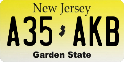 NJ license plate A35AKB