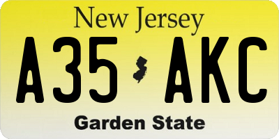 NJ license plate A35AKC