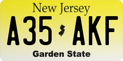 NJ license plate A35AKF