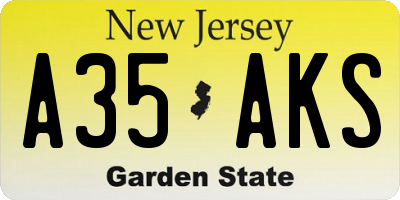 NJ license plate A35AKS