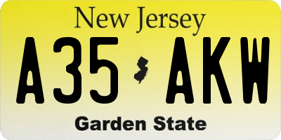 NJ license plate A35AKW