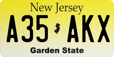 NJ license plate A35AKX