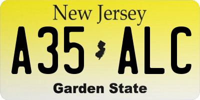 NJ license plate A35ALC