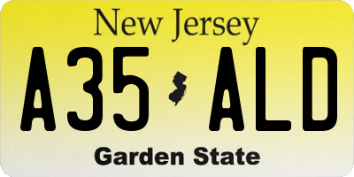 NJ license plate A35ALD