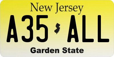 NJ license plate A35ALL
