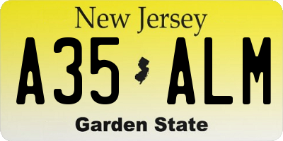 NJ license plate A35ALM
