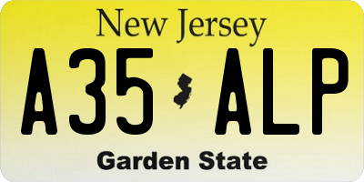 NJ license plate A35ALP