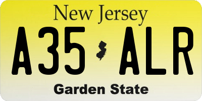 NJ license plate A35ALR