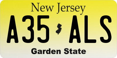 NJ license plate A35ALS