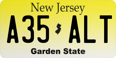 NJ license plate A35ALT