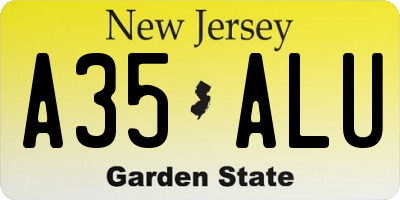 NJ license plate A35ALU