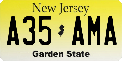 NJ license plate A35AMA