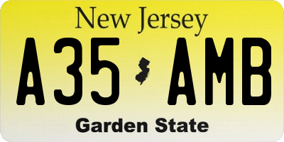 NJ license plate A35AMB