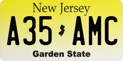 NJ license plate A35AMC