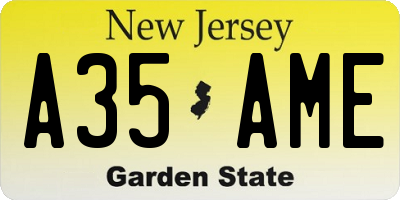 NJ license plate A35AME