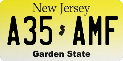 NJ license plate A35AMF