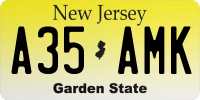 NJ license plate A35AMK