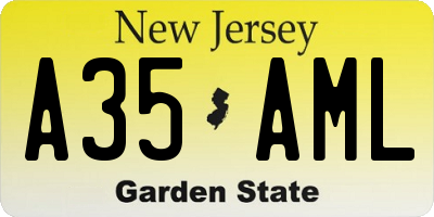 NJ license plate A35AML
