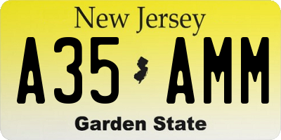 NJ license plate A35AMM