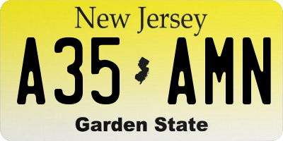 NJ license plate A35AMN
