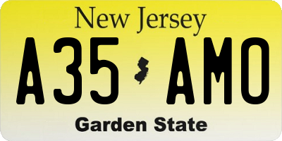 NJ license plate A35AMO