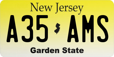 NJ license plate A35AMS