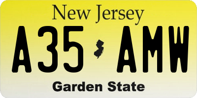 NJ license plate A35AMW