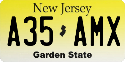 NJ license plate A35AMX