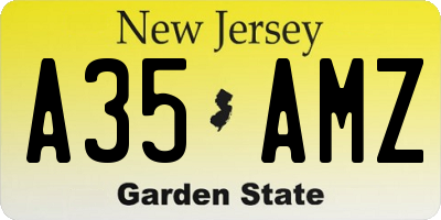 NJ license plate A35AMZ