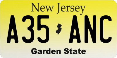 NJ license plate A35ANC