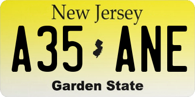 NJ license plate A35ANE