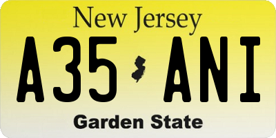NJ license plate A35ANI